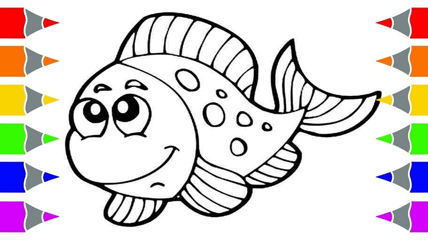 Tranh tô màu cá heo cười  tranh tô màu con cá cực đẹp cho trẻ