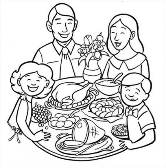 tranh tô màu gia đình ngày lễ tết
