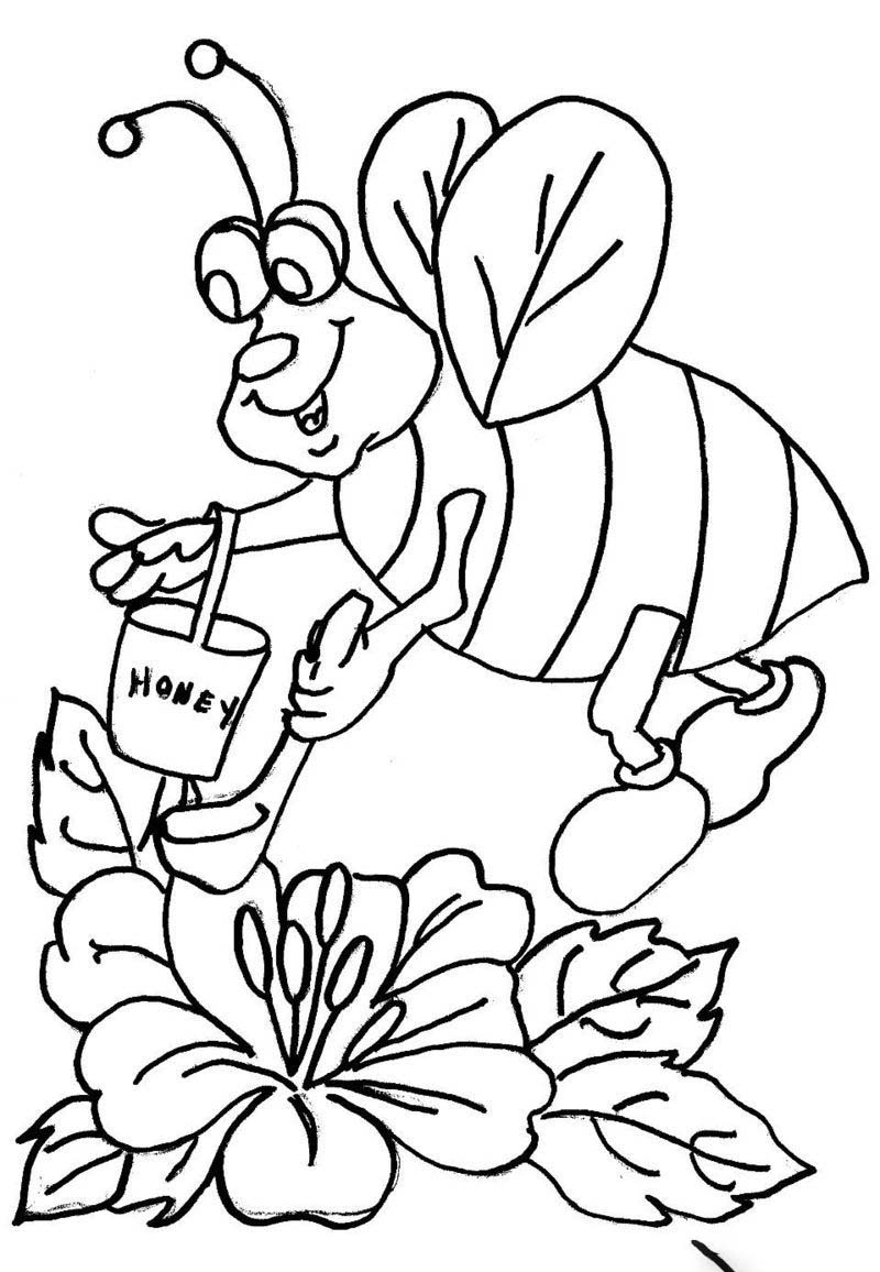 tranh tô màu chú ong chăm chỉ siêu đáng yêu dành cho bé tập tô